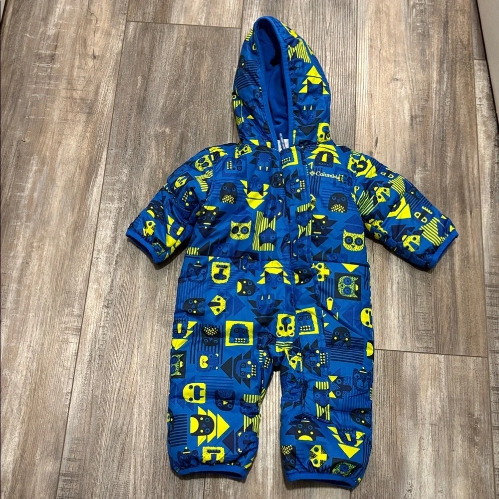 Columbia Snuggly Bunny Down Puffer Baby Bunting 3-6 Months Blue Snowsuit